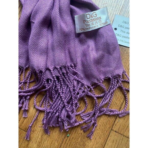 NWT Vtg Pashmina Purple 70% Cashmere 30% Silk Fringe Soft Shawl Woven Scarf - Picture 2 of 4